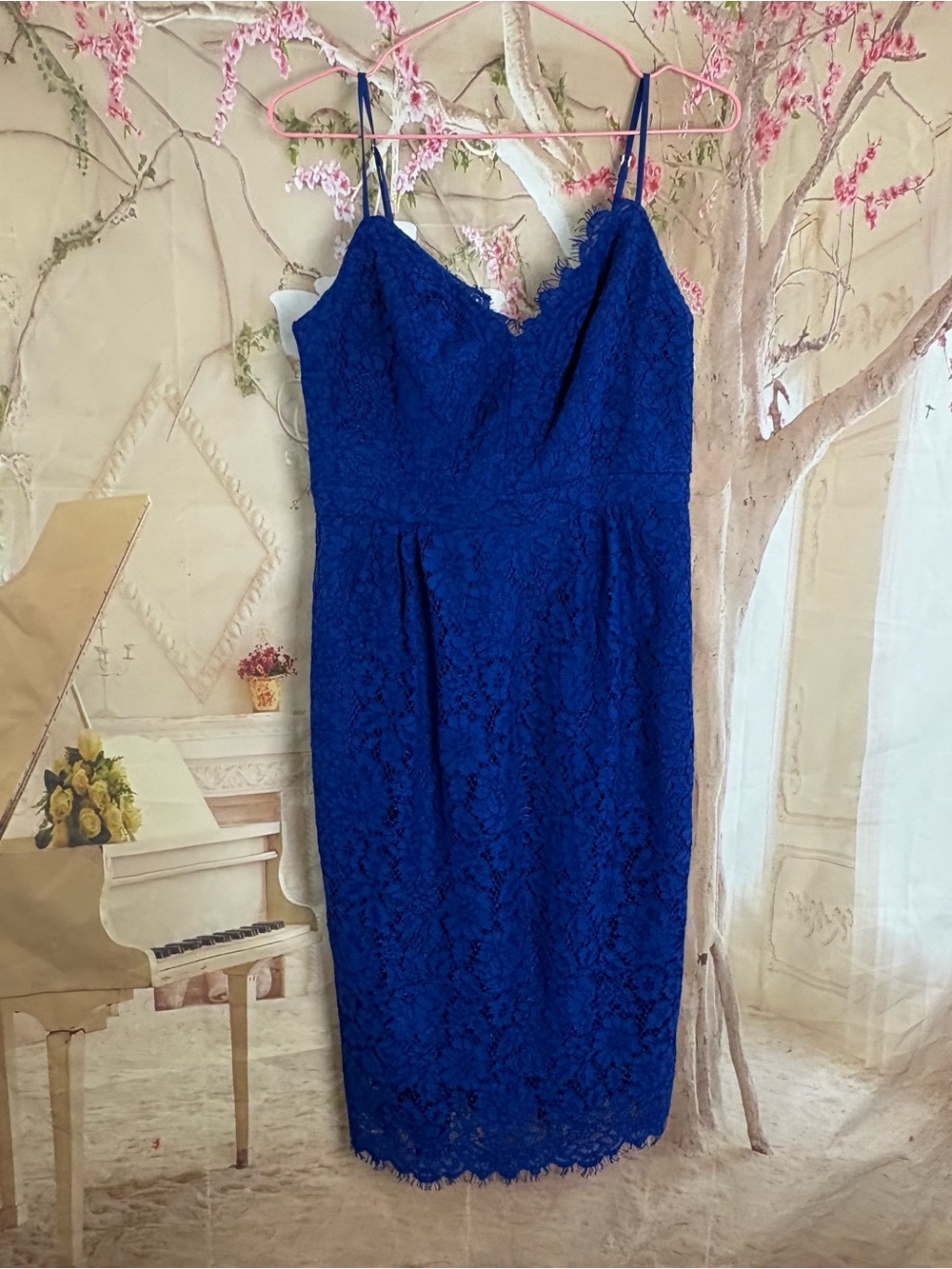 NEW J. Crew Cobalt Blue Lace Slip Dress with Scalloped Hem - Picture 2 of 9